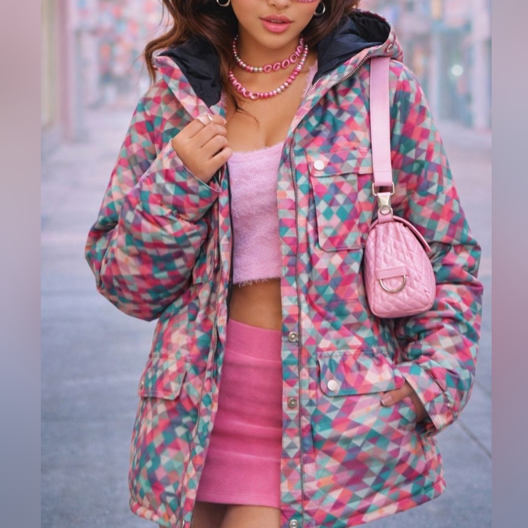 Colorful Geometric Pattern Jacket Brand 686 Size M